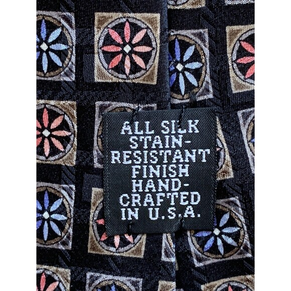 JZ Richards 100% SILK Hand Crafted tie for NORDSTROM Red Blue Black Geometric - Picture 5 of 6